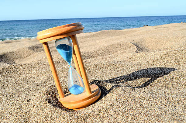 istock Hourglass Clock on the Sand Beach 519217132