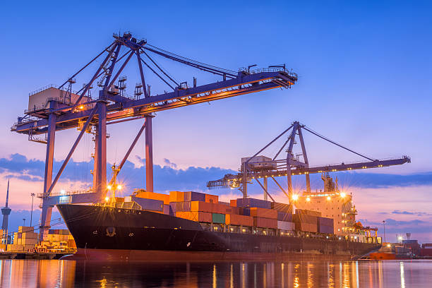 istock Twilight scene beside of the cargo ship terminal. 519217162