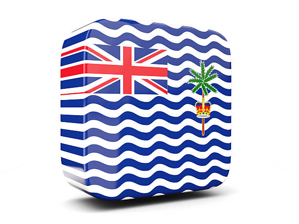 Square icon with flag of british indian ocean territory isolated on white. 3D illustration