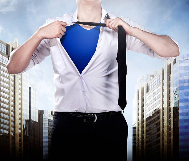 istock Man Open Shirt Like Superhero 519222340