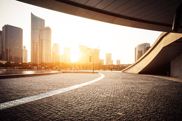istock empty asphalt road near modern building in hangzhou 519222774