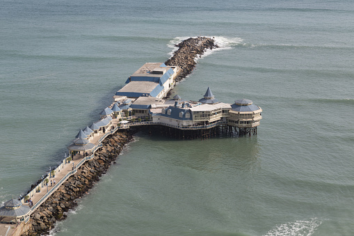 Lima, Peru - August 29, 2015: Photograph of the restaurant La Rosa Nautica on the coastline of the district Miraflores.
