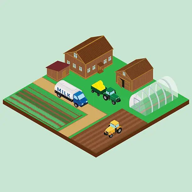 Vector illustration of The yard of a farm