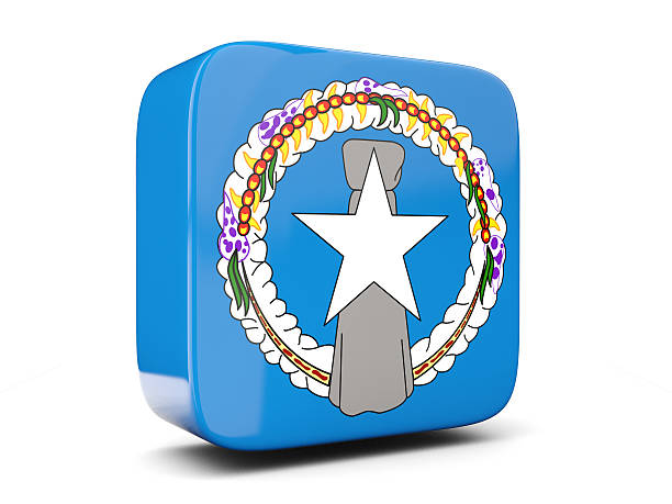 Square icon with flag of northern mariana islands isolated on white. 3D illustration