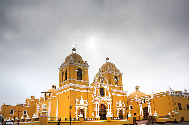Trujillo Cathedral Peru, Trujillo.   Trujillo Cathedral (constructed 1647-1666) on the plaza de armas is a colonial church. arequipa province stock pictures, royalty-free photos & images