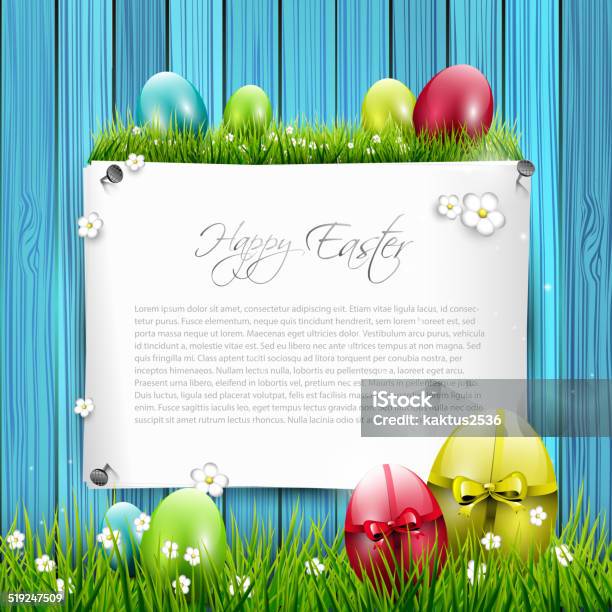 Easter Greeting Card Stock Illustration - Download Image Now - Backgrounds, Beauty, Blue