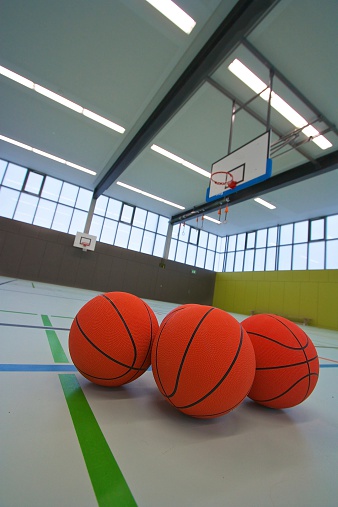 Basketballs on the floor