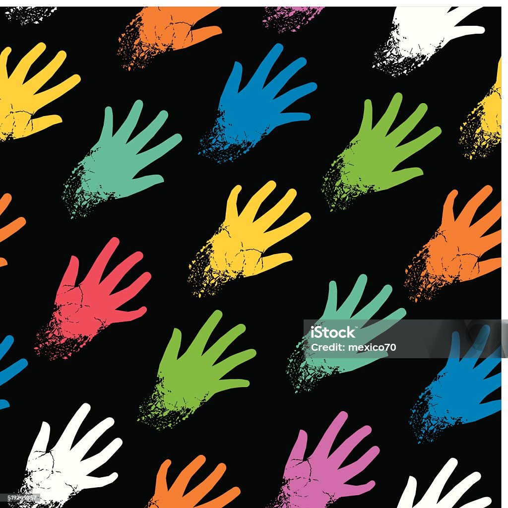 Pattern Coloured Hand Seamless Pattern Of Colored Hands On The Diagonal Stock Illustration ...