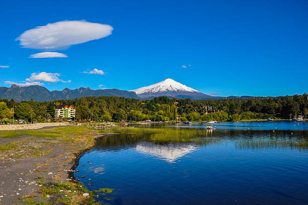 Latin tourist woman in Villarrica, South America