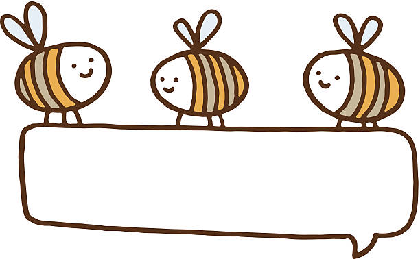 Three bees carrying a blank banner vector art illustration