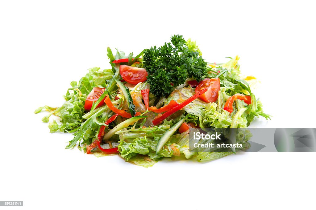 portion of salad portion of vegetable salad on white background Dieting Stock Photo