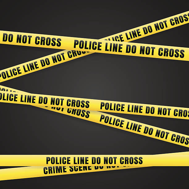Criminal Scene Yellow Line Police tape barrier used for restricted area barricade tape stock illustrations