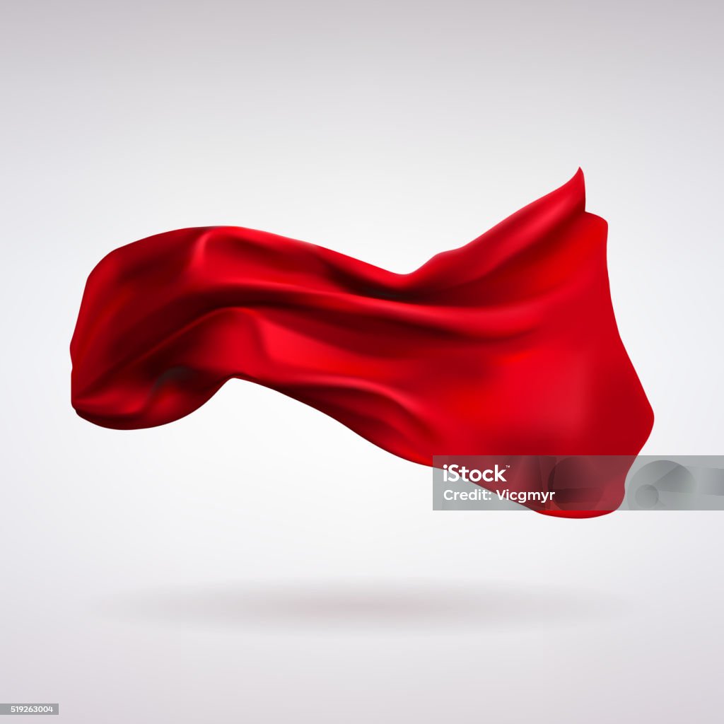 Red Satin Fabric Flying in the Wind red satin fabric flying in the wind on a light background Red stock vector