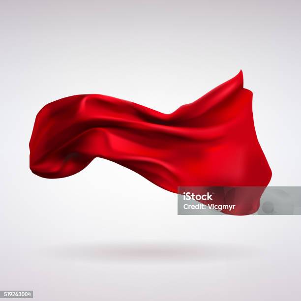 Red Satin Fabric Flying In The Wind Stock Illustration - Download Image Now - Red, Textile, Cape - Garment