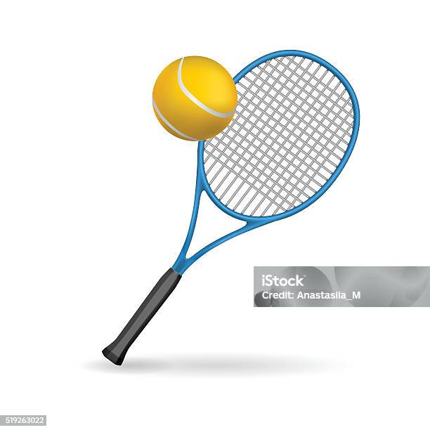 Isolated Illustration Of A Tennis Racket And Ball Stock Illustration - Download Image Now - Activity, Equipment, Exercising
