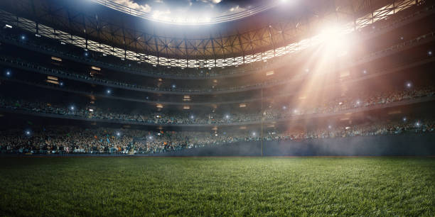 baseball-stadion - soccer field night stadium soccer stock-fotos und bilder