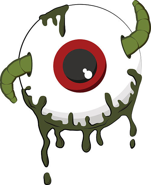 Halloween worm in eyeball cartoon Halloween worm in eyeball cartoon on white background ,Vector Illustration animal retina illustrations stock illustrations