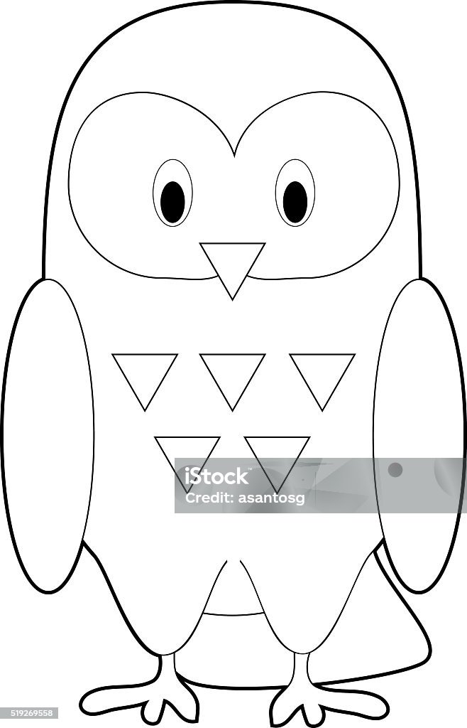 Easy Coloring Animals for Kids: Snowy Owl Easy Coloring drawings of animals for little kids: Snowy Owl Animal stock vector