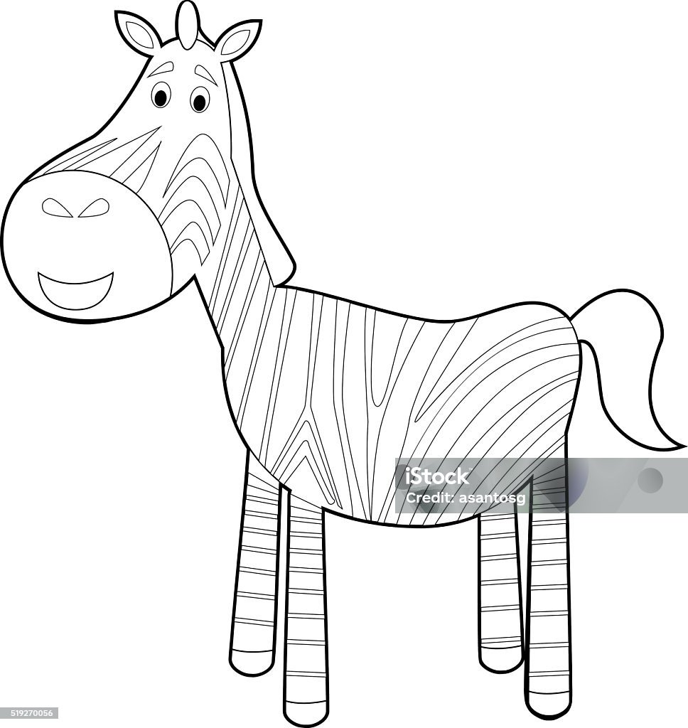 Easy Coloring Animals for Kids: Zebra Easy Coloring drawings of animals for little kids: Zebra Animal stock vector