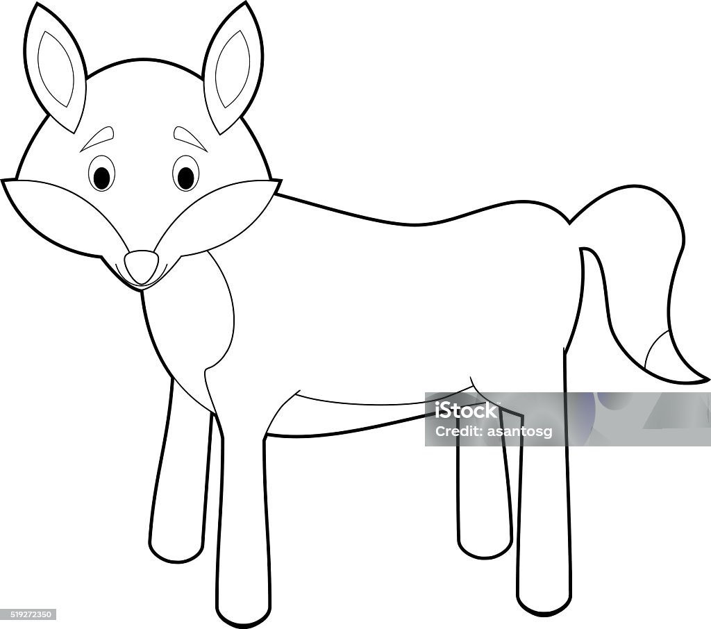 Easy Coloring Animals for Kids: Wolf Easy Coloring drawings of animals for little kids: Wolf Animal stock vector