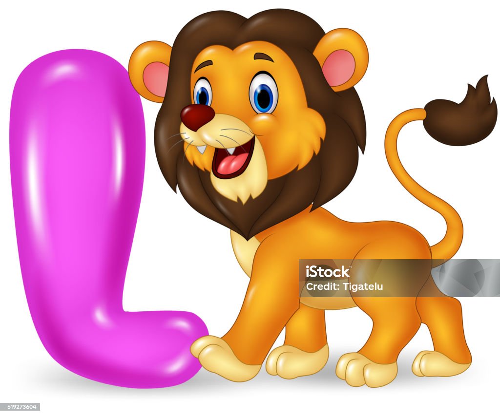 Cartoon illustration of L letter for Lion Illustration of L letter for Lion Alphabet stock vector