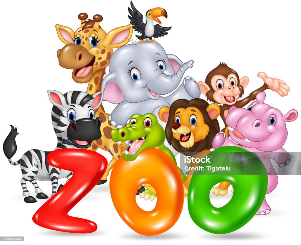 Word Zoo With Happy Cartoon Wild Animal Africa Stock Illustration -  Download Image Now - Alphabet, Animal, Animal Wildlife - iStock