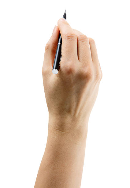 istock Hand holding pen, isolated on a white background, clipping path 519274590