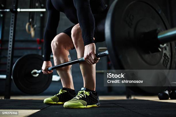 Training With Barbell Stock Photo - Download Image Now - Gym, Health Club, Exercising