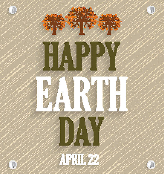Earth Day poster on wooden background with tree Earth Day poster on wooden background with tree. Vector illustration. All elements are separate. Easily modifying. No mesh. EPS10 22nd april stock illustrations