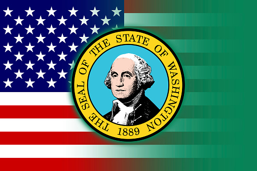 USA and Washington State Flag