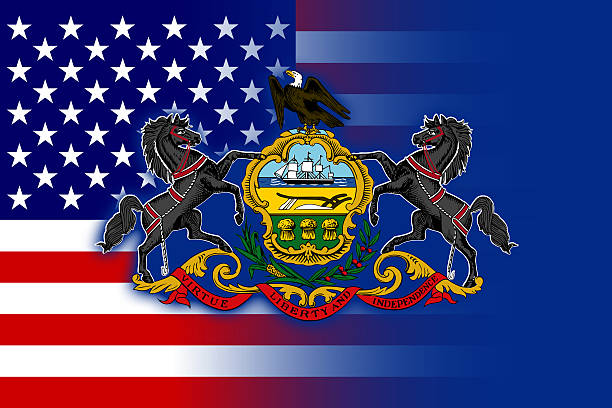 istock USA and Pennsylvania State Flag 519277917
