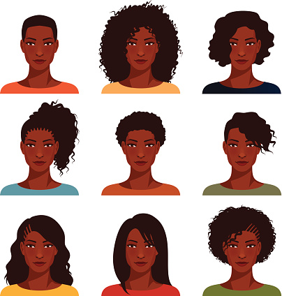 African American women with various hairstyle