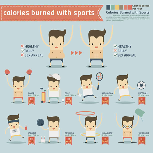 калории с спорта и инфографика - field hockey ball individual sports sports and fitness stock illustrations