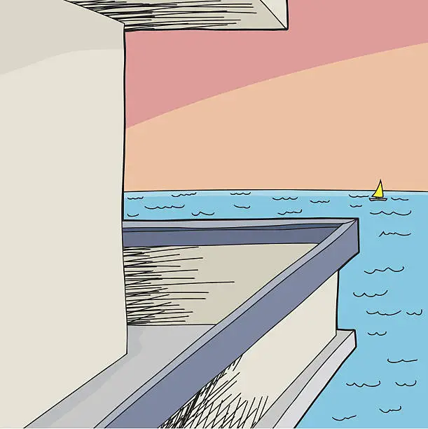 Vector illustration of View of Ocean
