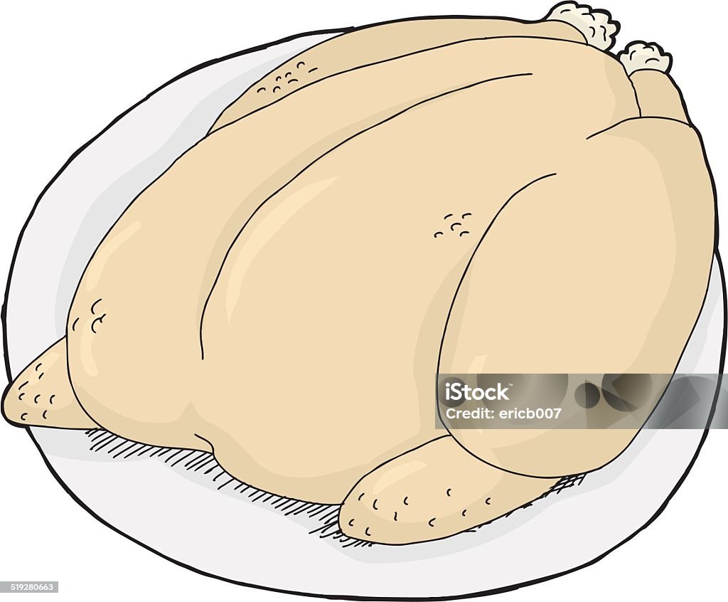 Isolated Turkey on Plate Isolated single whole cartoon turkey on tray Cartoon stock vector