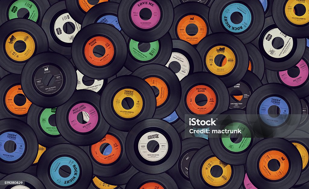 Vinyl Music Records Background Stock Photo - Download Image Now