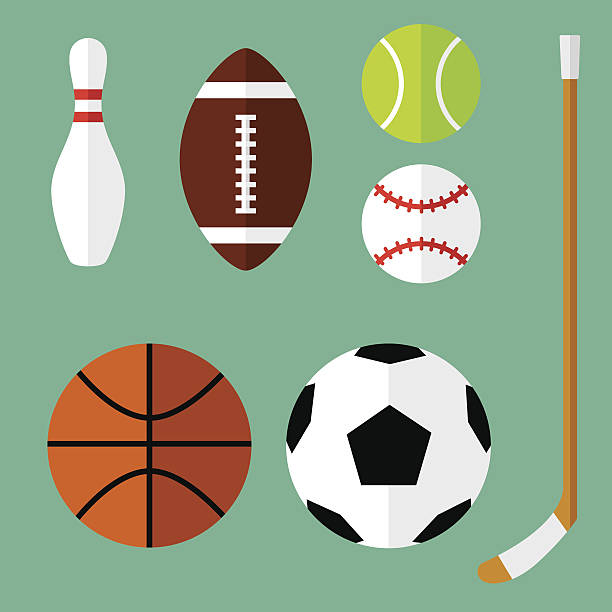 спорт иконки плоский 1 - футбольный мяч иллюстрации stock illustrations