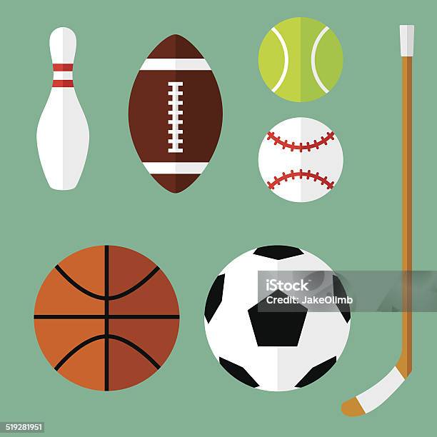Спорт Иконки Плоский 1 — стоковая векторная графика и другие изображения на тему Спорт - Спорт, Футбольный мяч, Футбол
