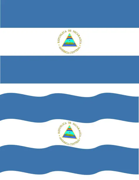 Vector illustration of Flat and waving Nicaragua Flag.