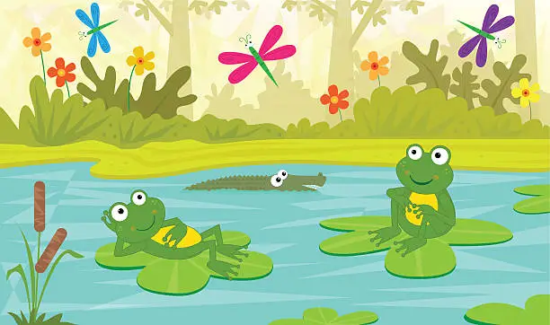 Vector illustration of At The Pond