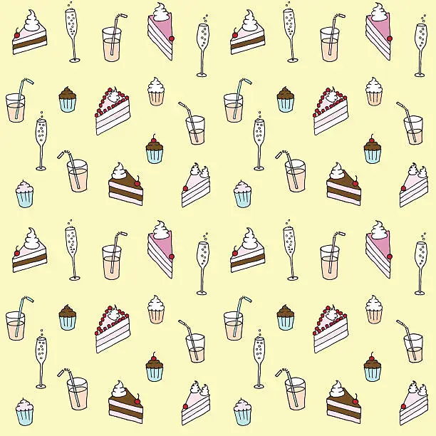 Vector illustration of Cute Hand drawn Party Pattern, Seamless.