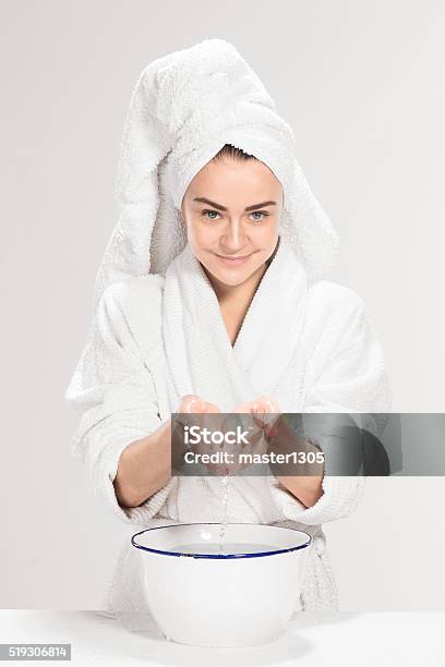 Young Woman Washing Face With Clean Water Stock Photo - Download Image Now - Adult, Adults Only, Bathtub