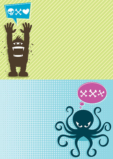 monster hintergrund 1 - shock bizarre octopus horror stock-grafiken, -clipart, -cartoons und -symbole