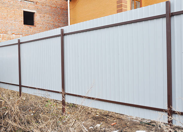 istock Close up on Metal Fence Back Installation 519309216