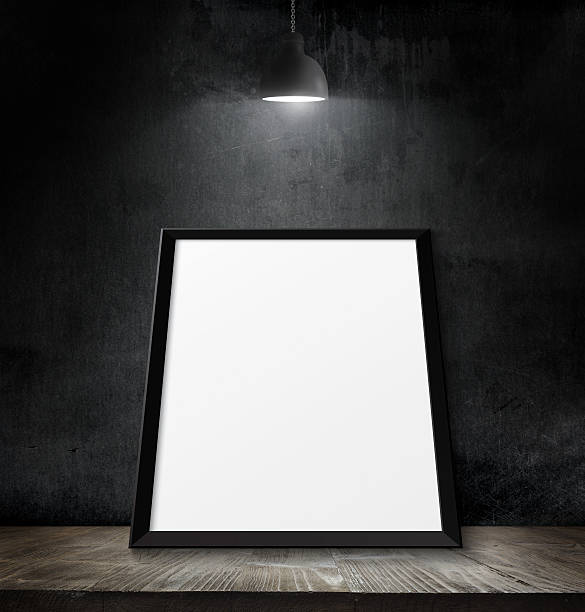 istock Blank black picture frame on the painted wood texture 519309922