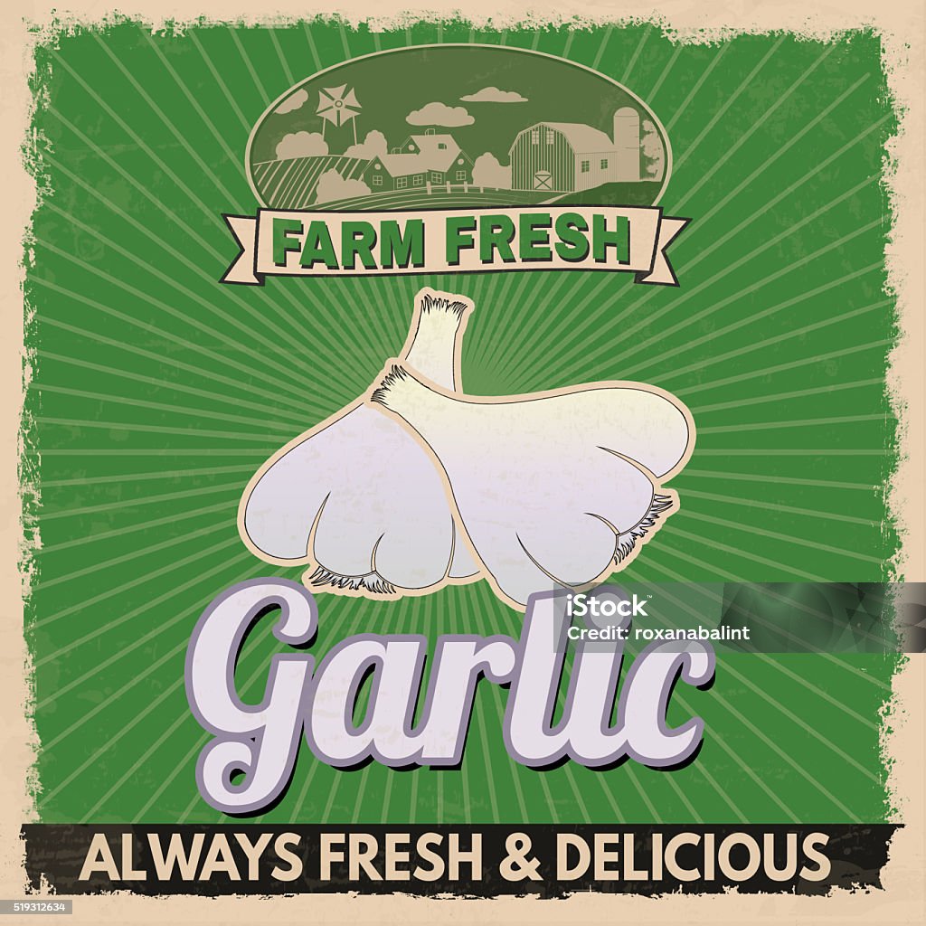 Garlic Rice Poster Garlic Retro Poster Stock Illustration - Download Image Now ...
