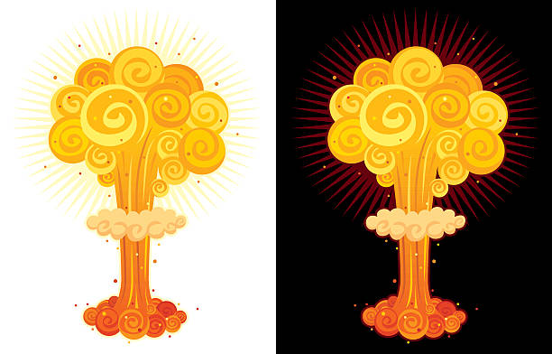 ядерный взрыв - mushroom cloud hydrogen bomb atomic bomb testing bomb stock illustrations