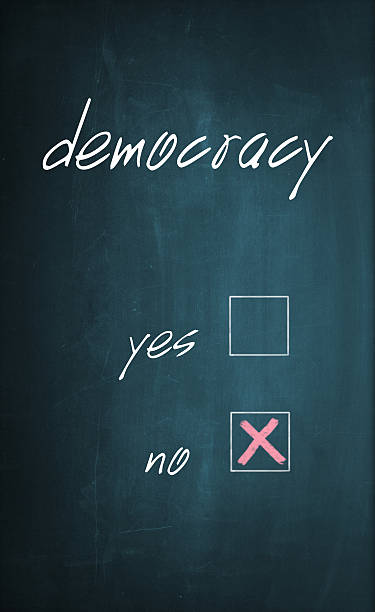 istock Democracy Text Written and No is Selected on Blackboard 519316004