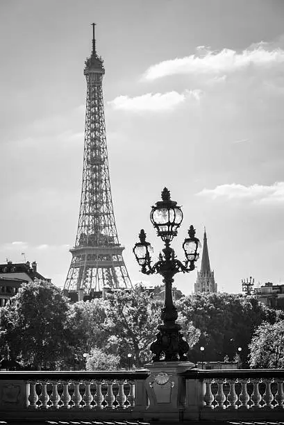 Photo of Street lantern on the Alexandre III Bridge in Paris, France