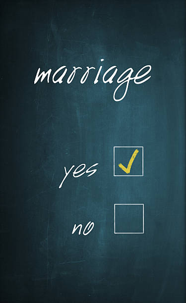 istock Marriage Text Written and Yes is Selected on Blackboard 519316278